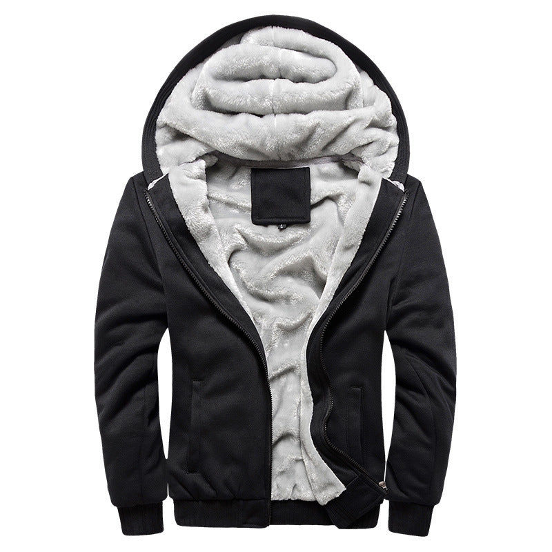 Men's Padded Hoodie Jacket with Teddy Fleece Lining, Two-Tone Sleeve Design and Zipper Chichicherry