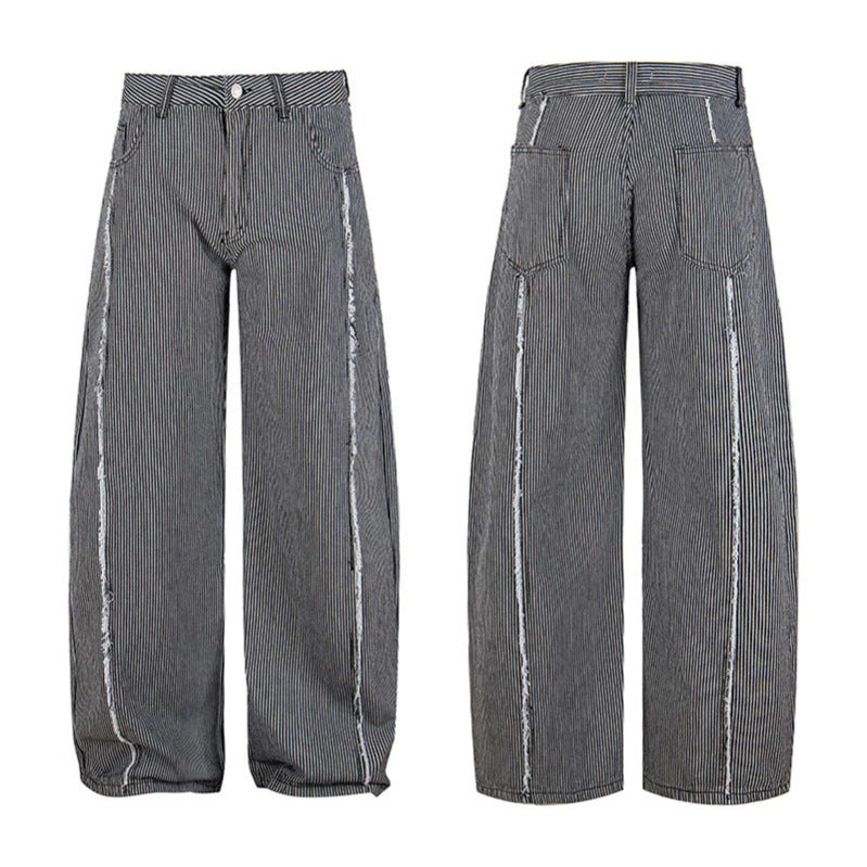Women Wide Culotte Pants with High Waist, Pinstripe and Used Side Seam Chichicherry