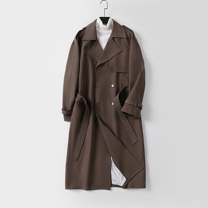 Women Double-Breasted Oversized Trench Coat with Wide Shawl Collar and Belt Chichicherry