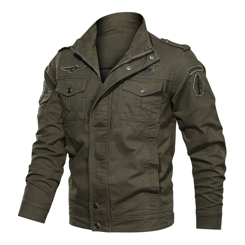 Men's field jacket in military canvas style with epaulets and multi pockets Chichicherry
