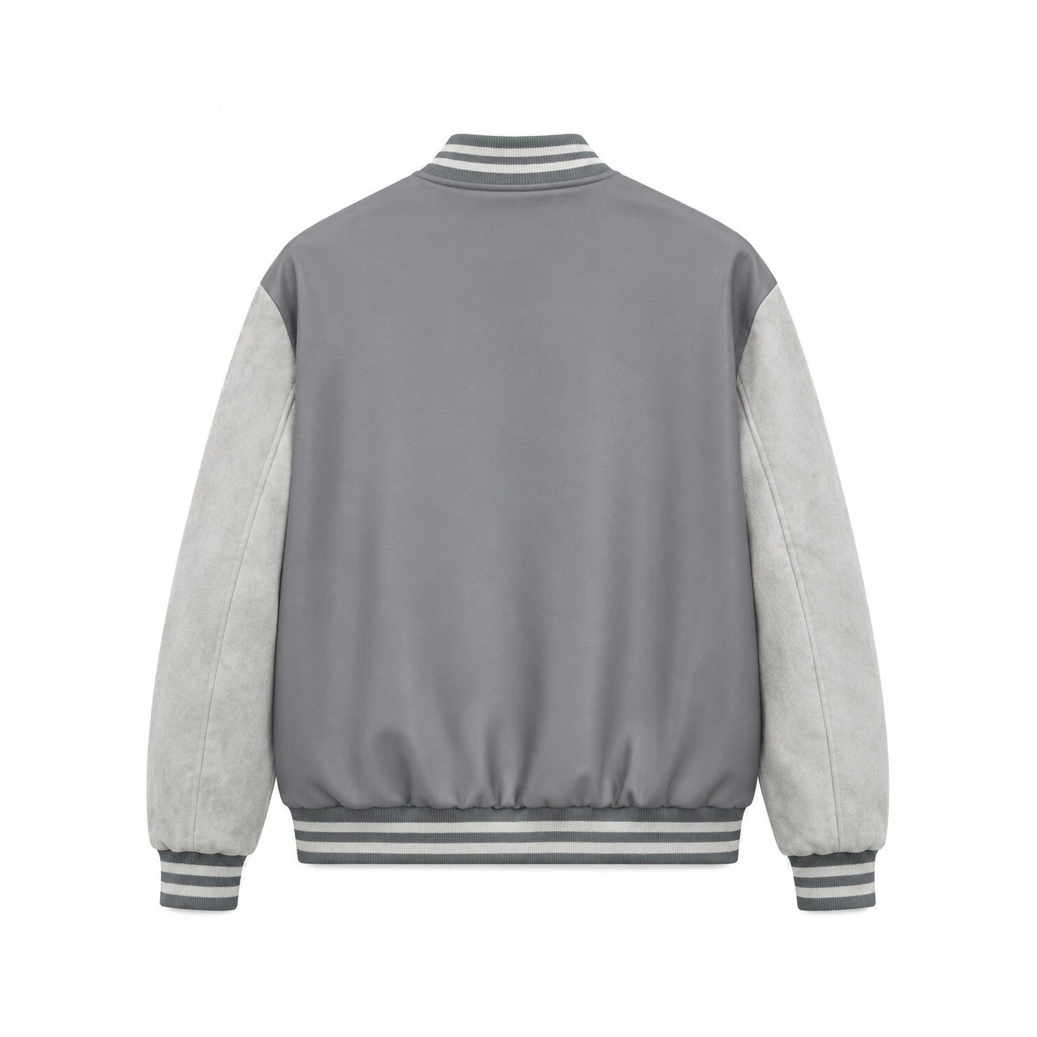 Men's college jacket in letterman style with faux leather body and velour sleeves Chichicherry