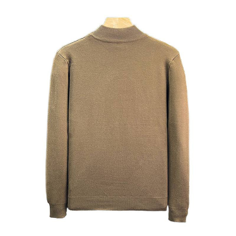 Herren Feinstrick-Pullover mit kurzem Stehkragen und geometrischem Intarsia-Design Chichicherry