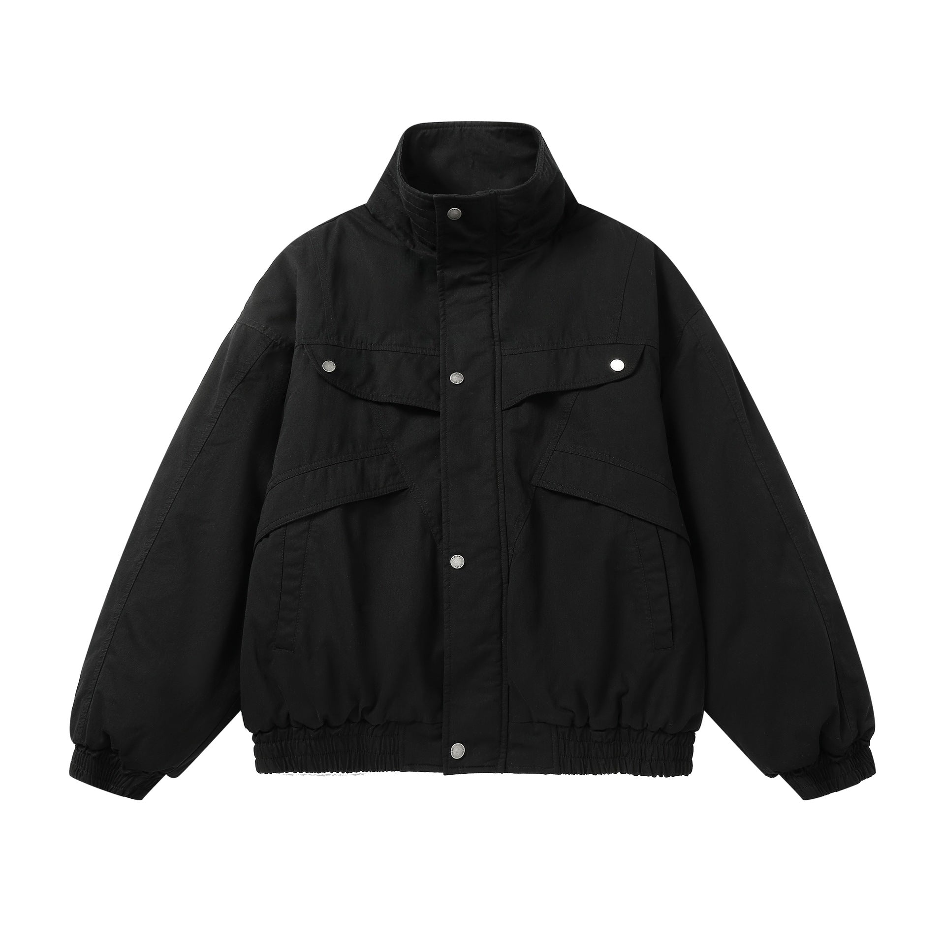 Unisex Boxy Field Jacket with high standing collar and utility pockets Chichicherry
