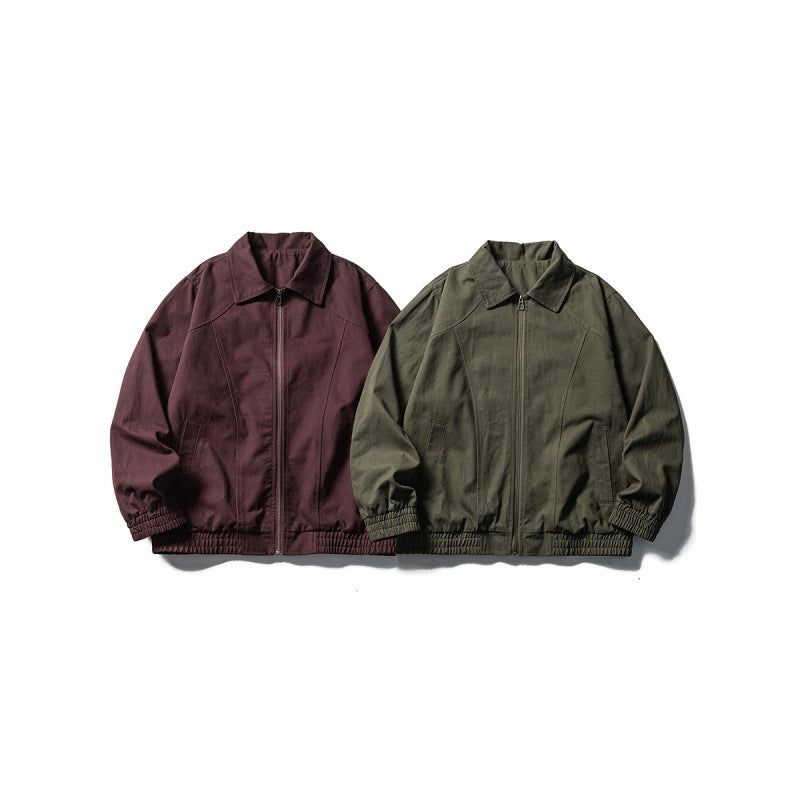 Men's Boxy Field Jacket in Utility Look with Stand-up Collar, Full-length Zipper and Elastic Hem Chichicherry
