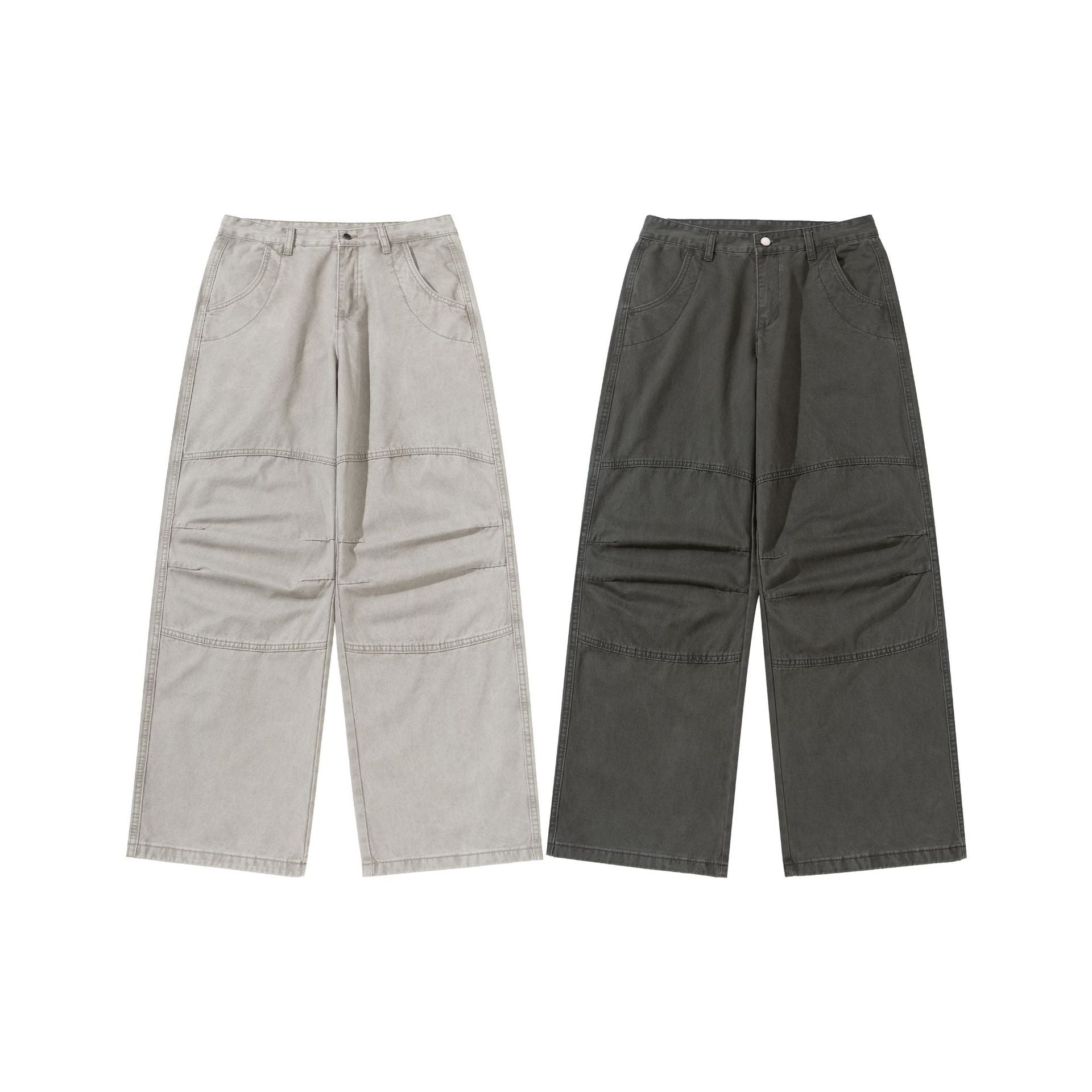 Women's Wide Cropped Cargo Pants with Knee Panels and Patch Pockets Chichicherry