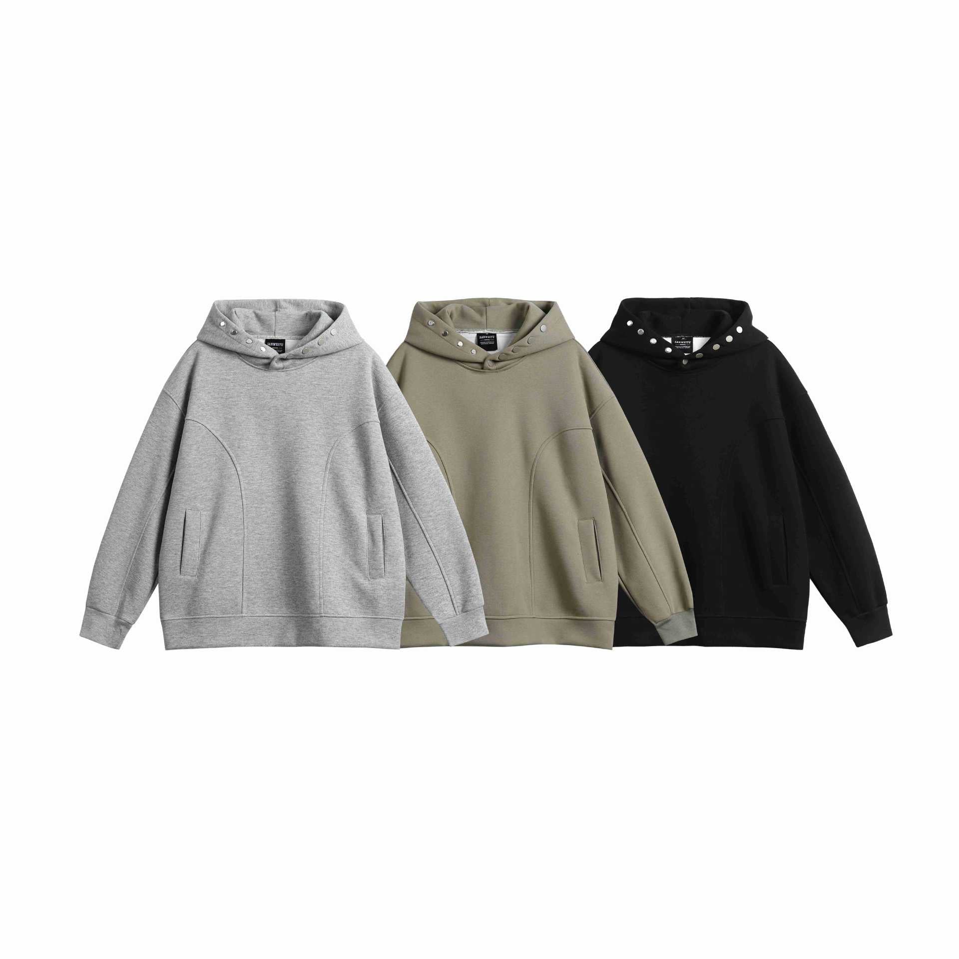 Unisex Oversize Hoodie with Snap Funnel and Seams Chichicherry