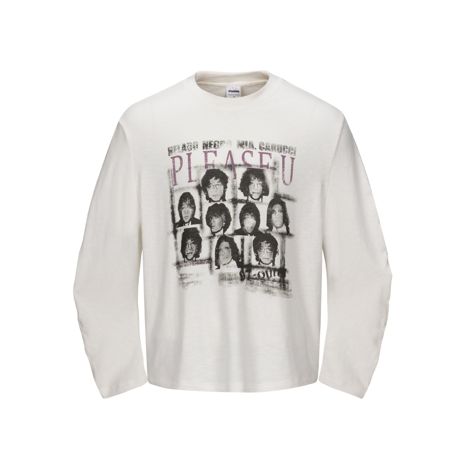 Unisex Oversize-Longsleeve Shirt with Vintage Band Print and Round Neck Chichicherry