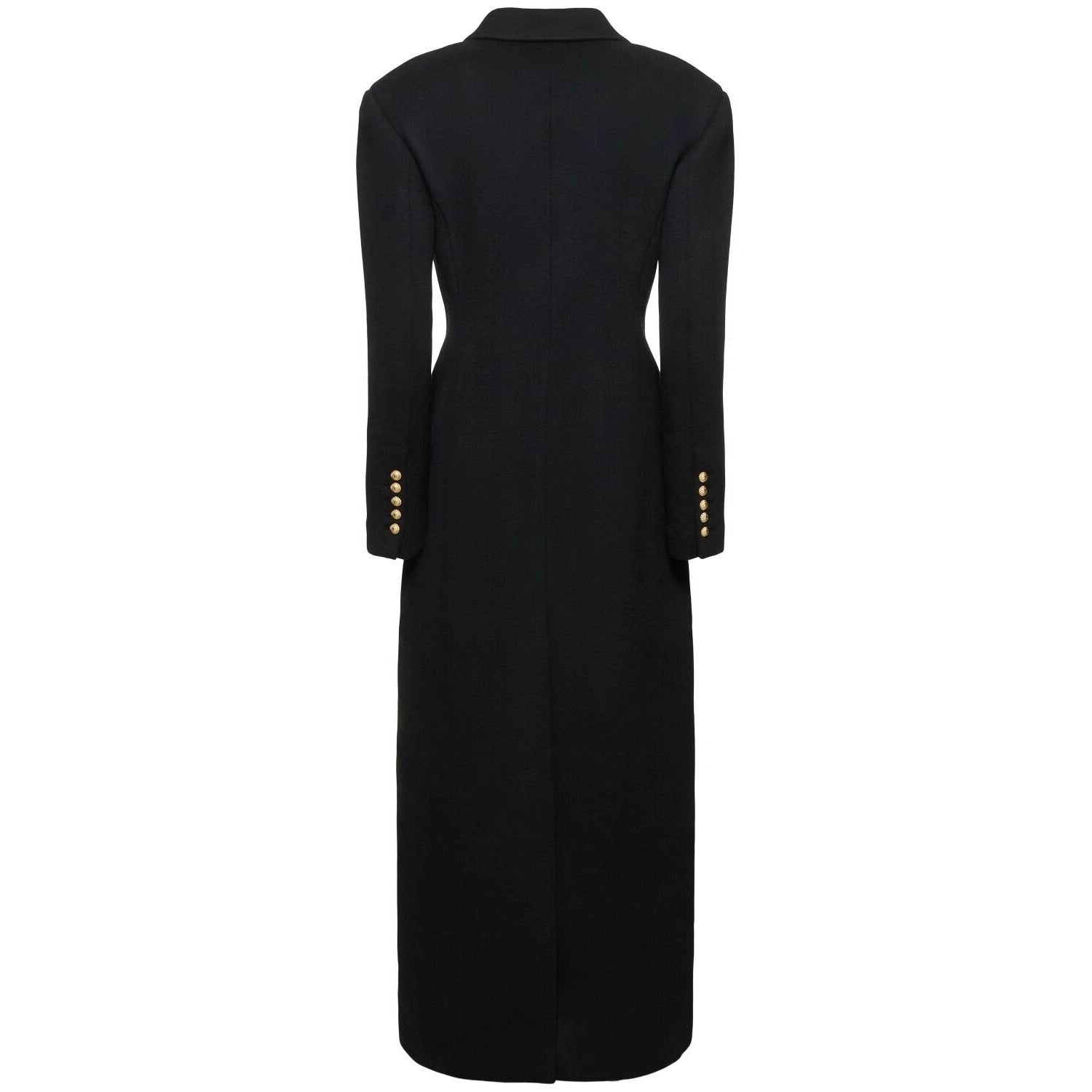 Women’s Maxi Coat Dress with Distinctive Shoulder Part and Golden Decorative Buttons Chichicherry