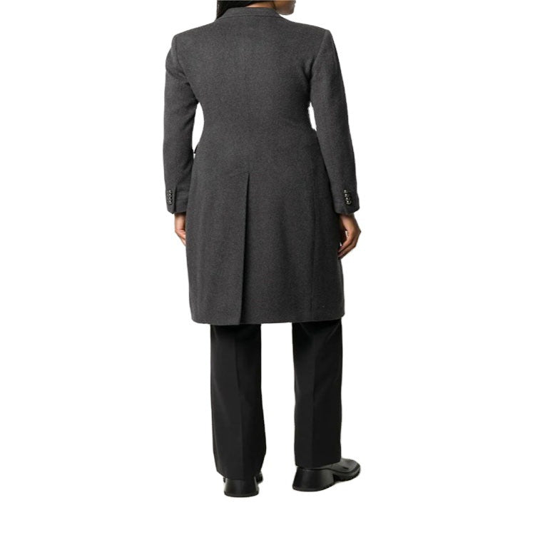 Women Slim Tailored Long Coat with Shawl Collar, fitted seam guidance and concealed button placket Chichicherry