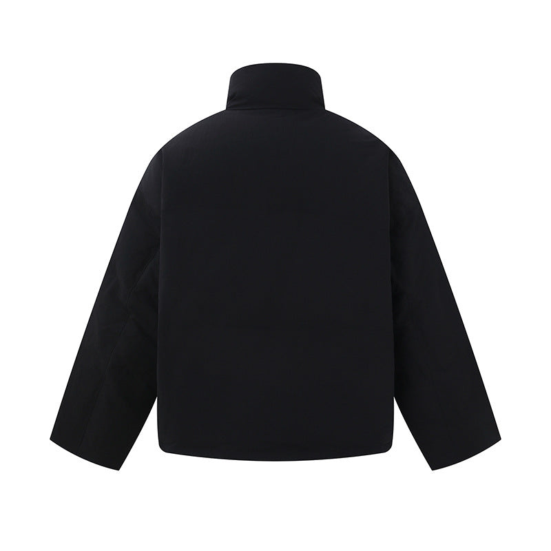 Men's short-cut quilted winter bomber jacket with stand-up collar and contrast-trimmed pockets Chichicherry