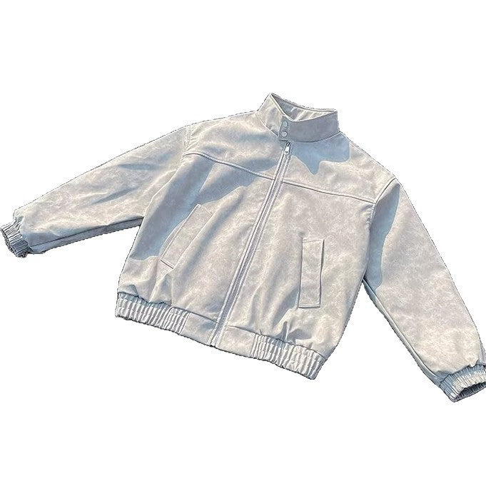 Unisex Kurz geschnittene Oversize-Bomberjacke mit Stehkragen und elastischem Saum Chichicherry