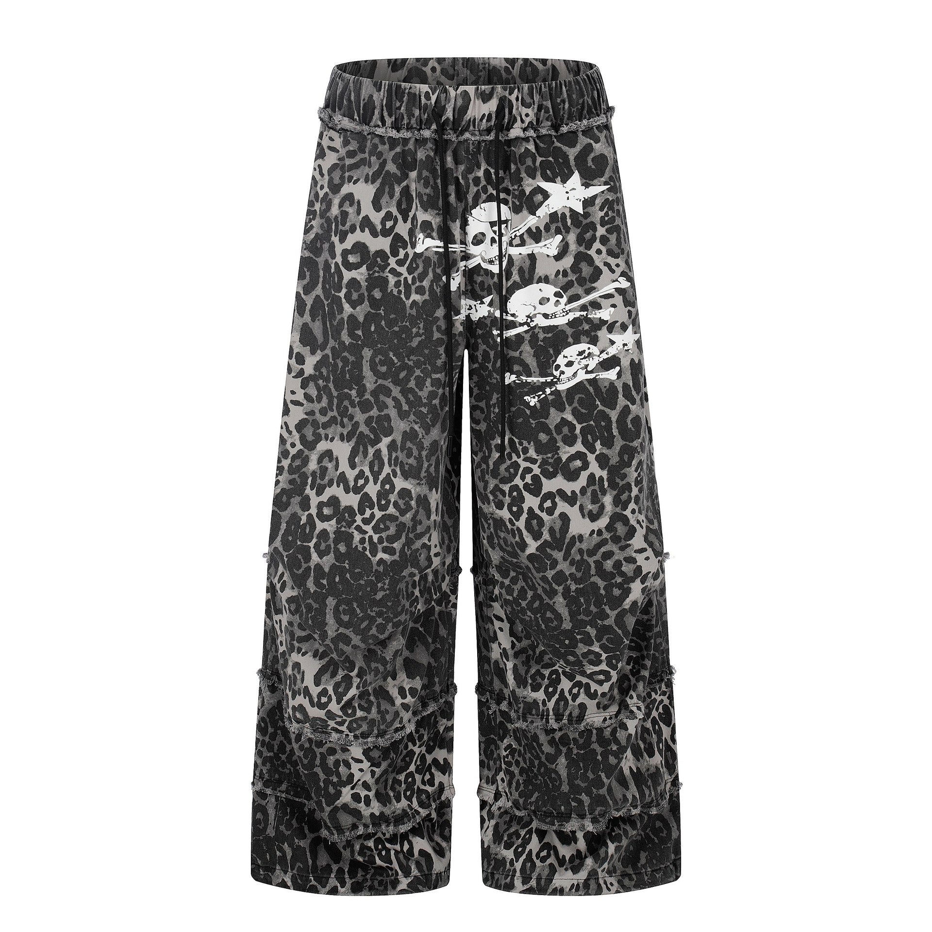 Ladies Wide Cargo Culotte Shorts with Fringed Steps and Skull Print Chichicherry