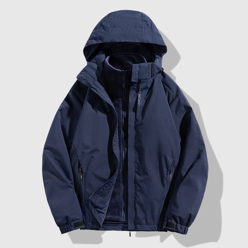 Men's two-piece winter jacket with removable fleece inner jacket waterproof windproof Chichicherry