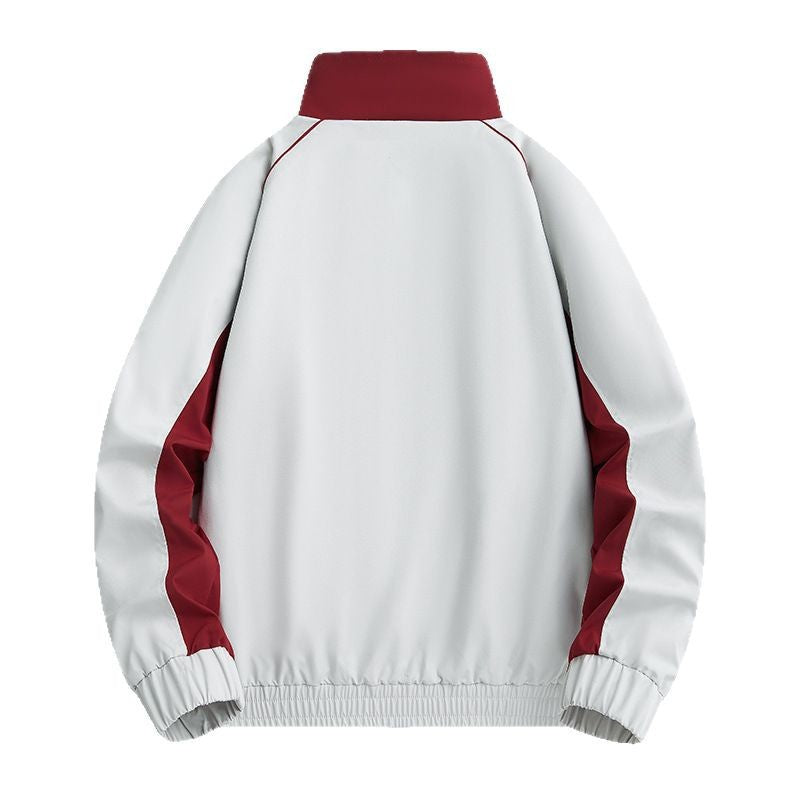 Men's Lightweight Athletic Softshell Training Jacket with Contrast Panels, Stand Collar & Elastic Hem Chichicherry