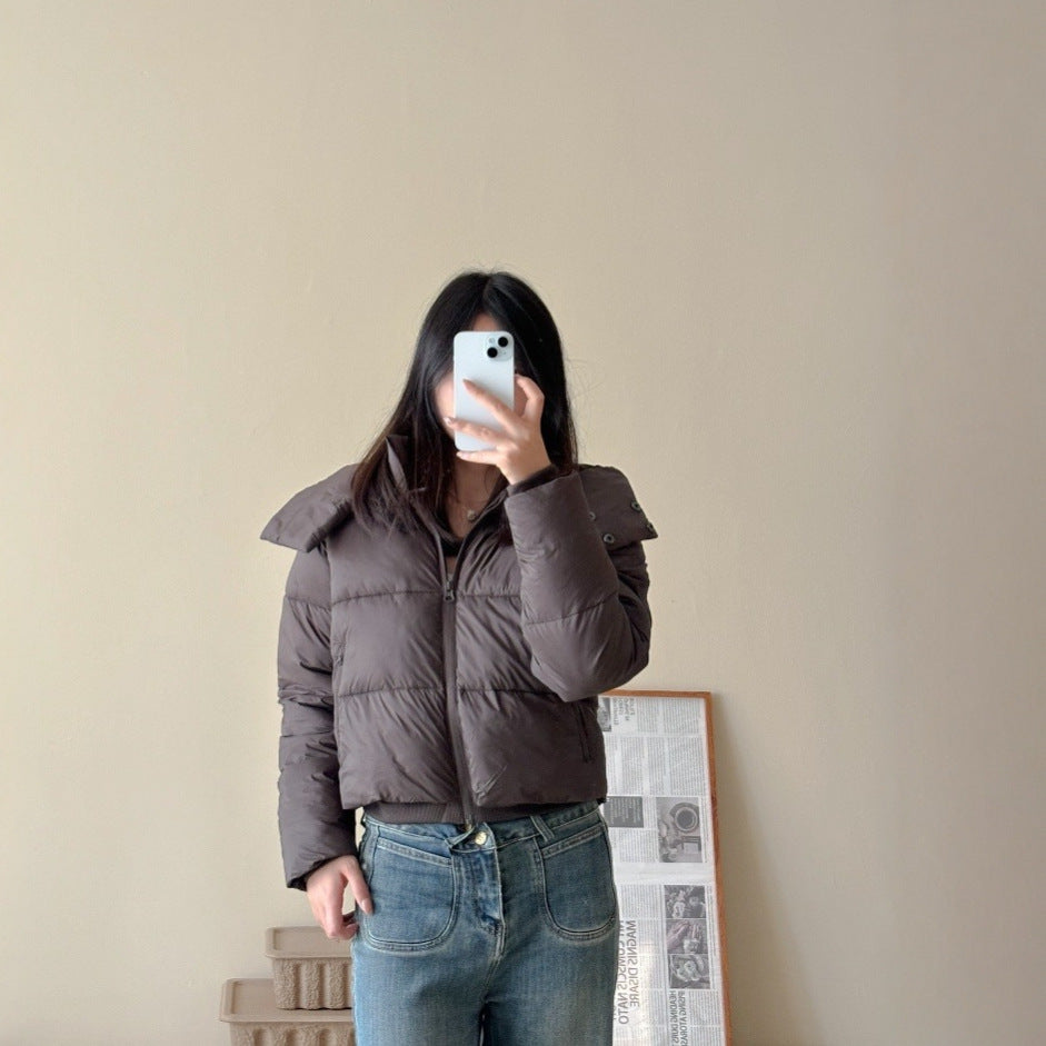 Ladies Short Quilted Cropped Jacket with Wide Lapel Chichicherry