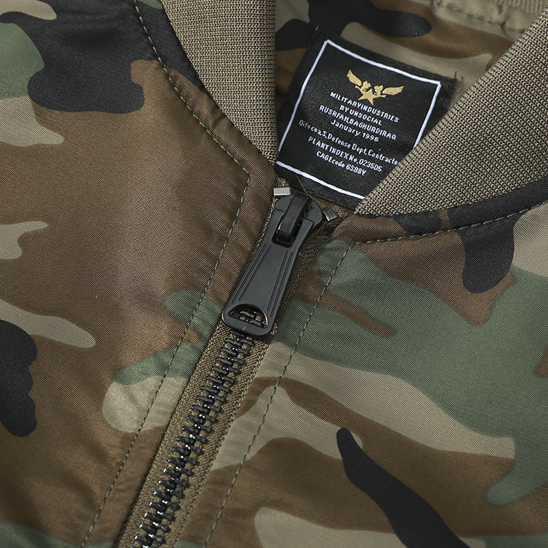 Men's military-inspired bomber jacket with camouflage, arm pocket and ribbed cuffs Chichicherry