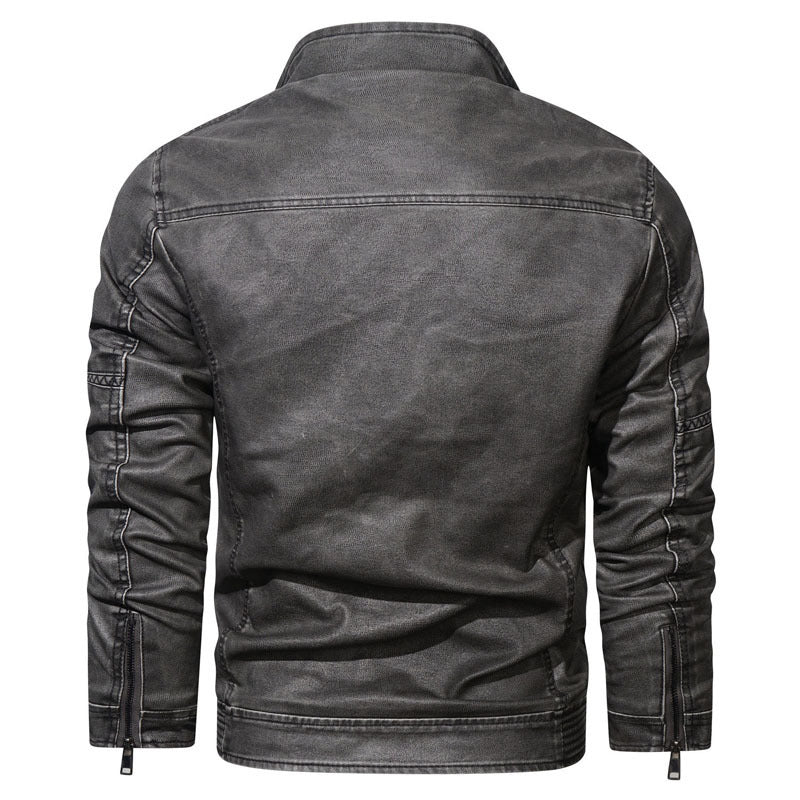 Men's pilot-style denim jacket with slim fit and zip-front Chichicherry