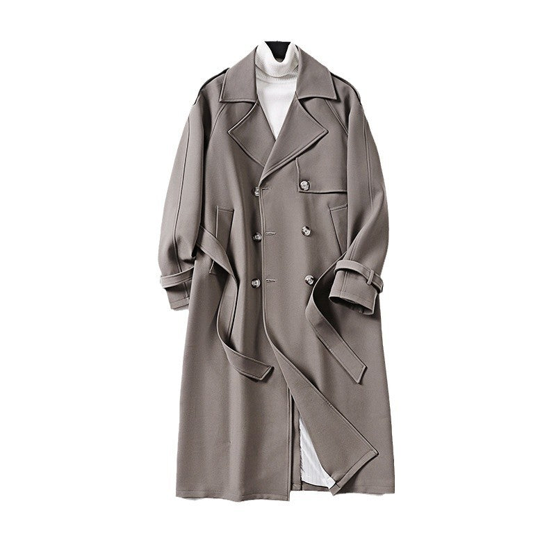 Ladies Elegant Maxi Trench Coat made of wool blend with wide shawl collar and tie belt Chichicherry