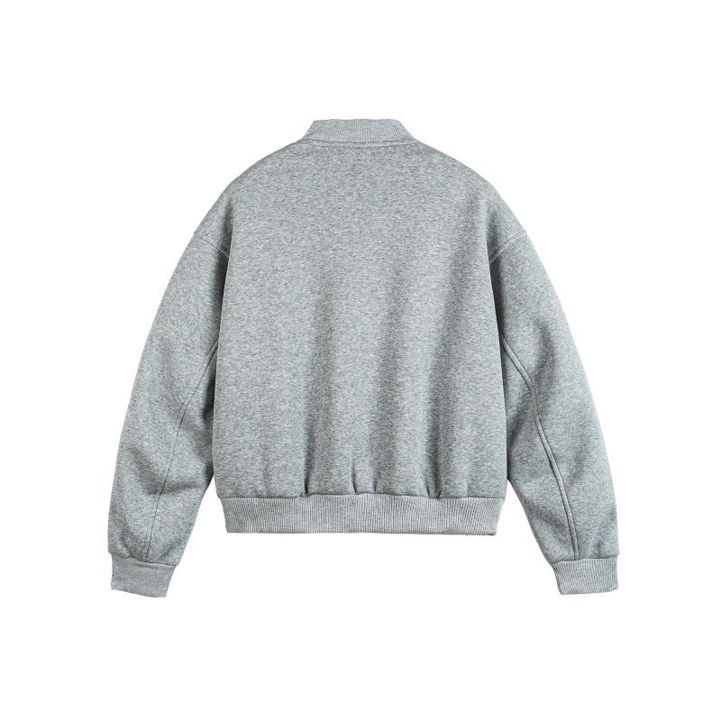 Unisex Boxy Sweat Jacket with full zip, badge applications and ribbed hem Chichicherry