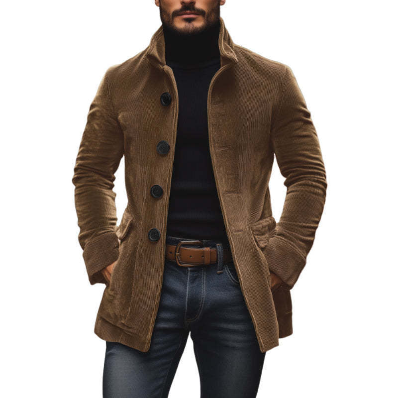 Men's cord coat with stand-up collar and tailored silhouette Chichicherry