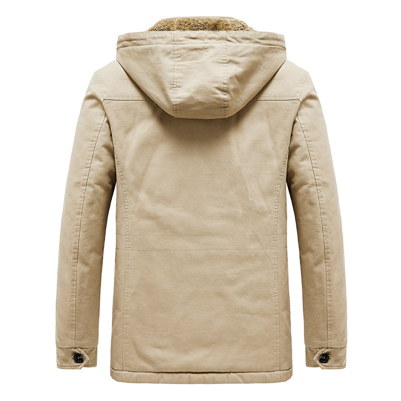Men's padded hooded parka in canvas look with teddy lining and multifunction pockets Chichicherry