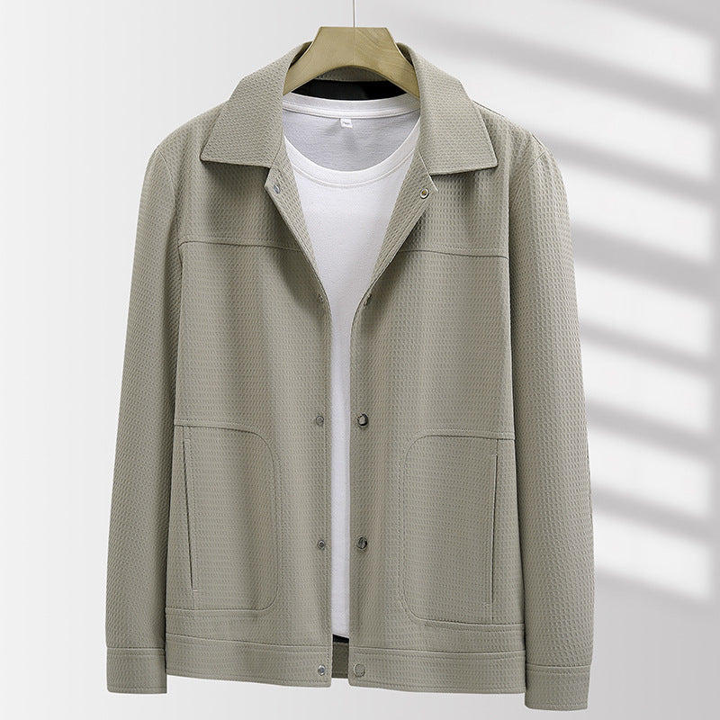 Men's lightweight textured shirt jacket with snap buttons and patch pockets Chichicherry