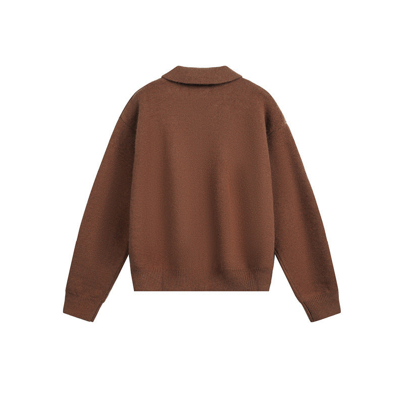 Men's knit zip jacket with shirt collar, hand pockets and ribbed hem Chichicherry