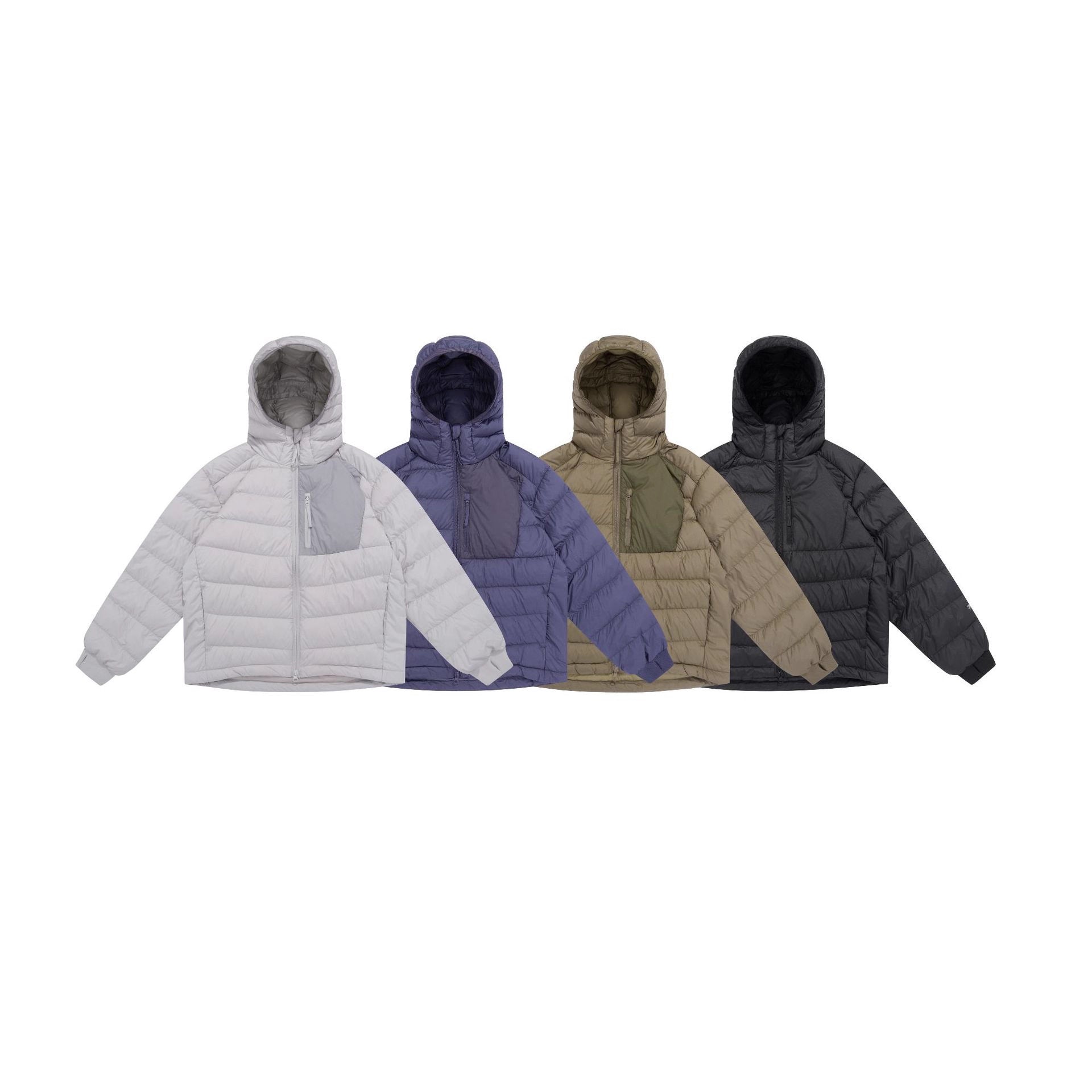 Men's lightly padded hooded jacket in boxy cut with technical inserts Chichicherry