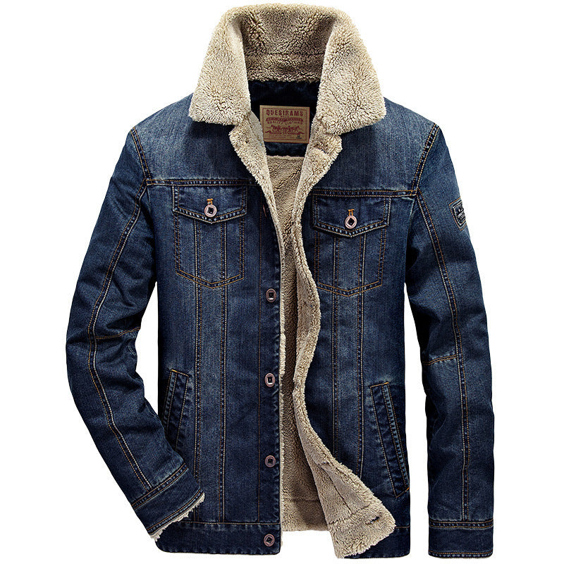 Men's Denim Jacket with Sherpa Lining and Warm Teddy Inner Layer Chichicherry