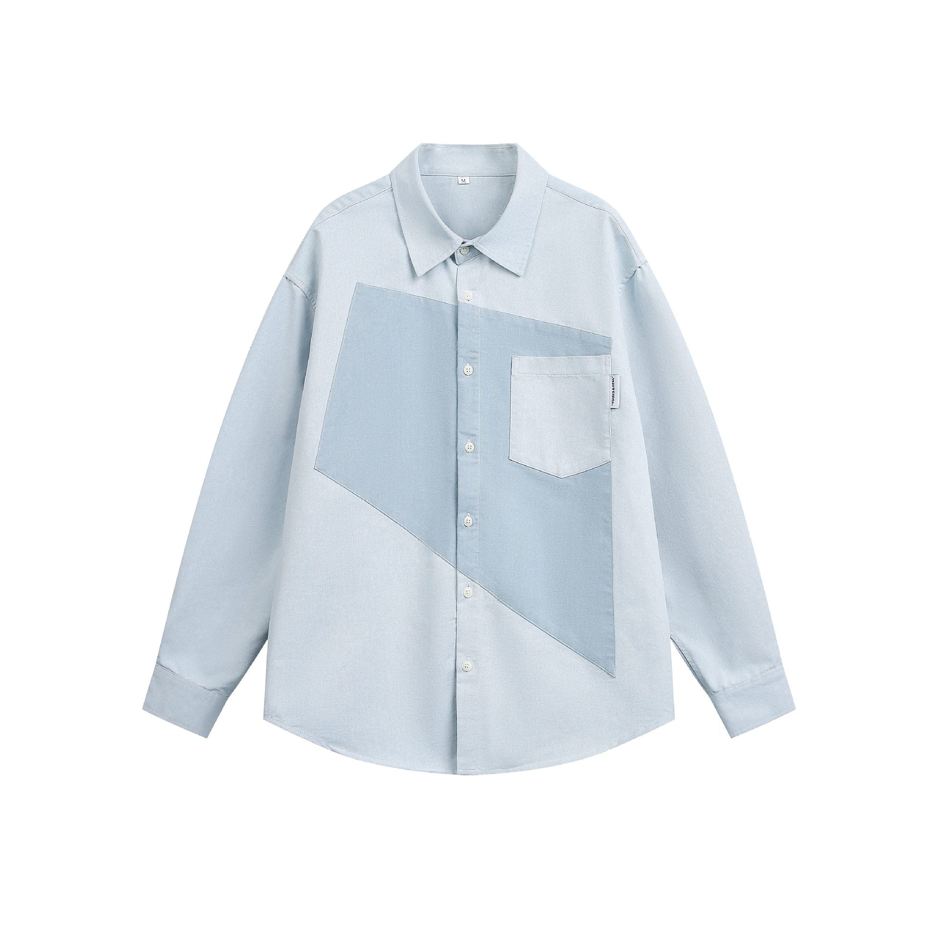 Unisex Oversize Patchwork Denim Shirt with Boxy Cut Chichicherry