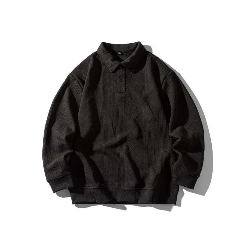Unisex Structured Polo Shirt - Oversized Knit Sweater with Cable and Diamond Knit Chichicherry