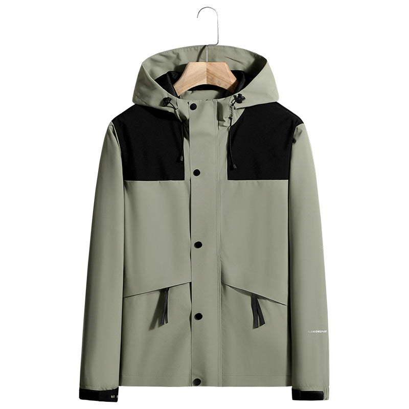 Men's Lightweight Water-Repellent Hooded Softshell Jacket with Concealed Press Stud Placket and Drawstring Chichicherry