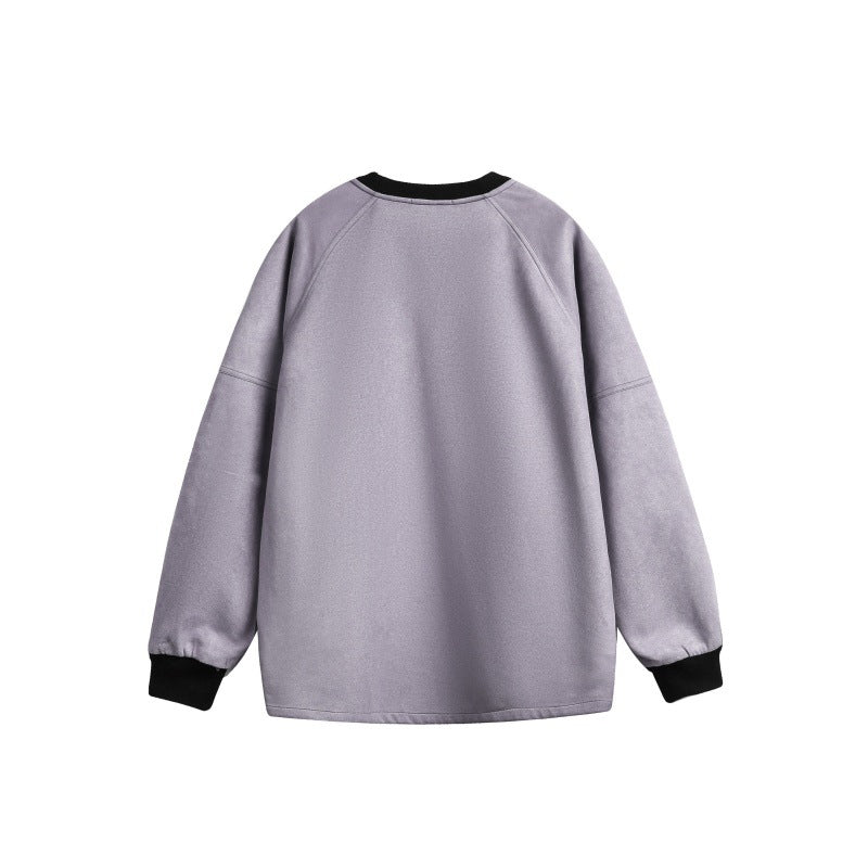 Men's Oversized Sweatshirt in Retro Sports Style with Contrast Stripes Chichicherry