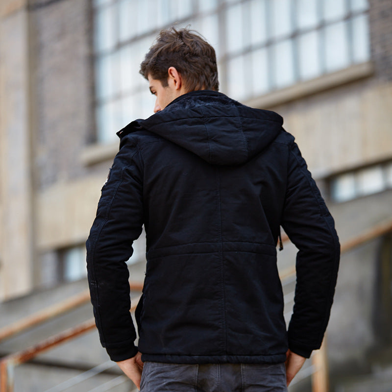 Men's quilted field jacket with hood patch details and thermal lining Chichicherry