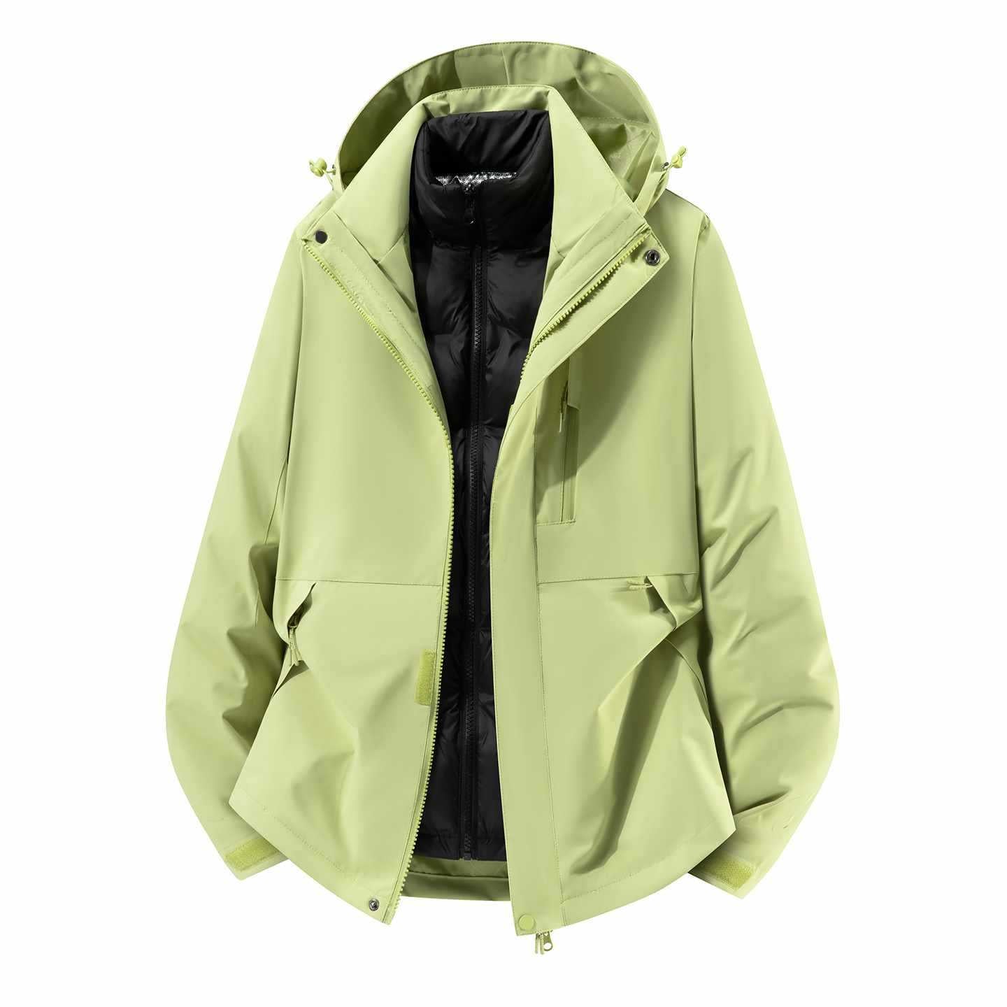 Men's Waterproof Three-Piece Winter Jacket with Removable Down Inner Jacket and Hood Chichicherry
