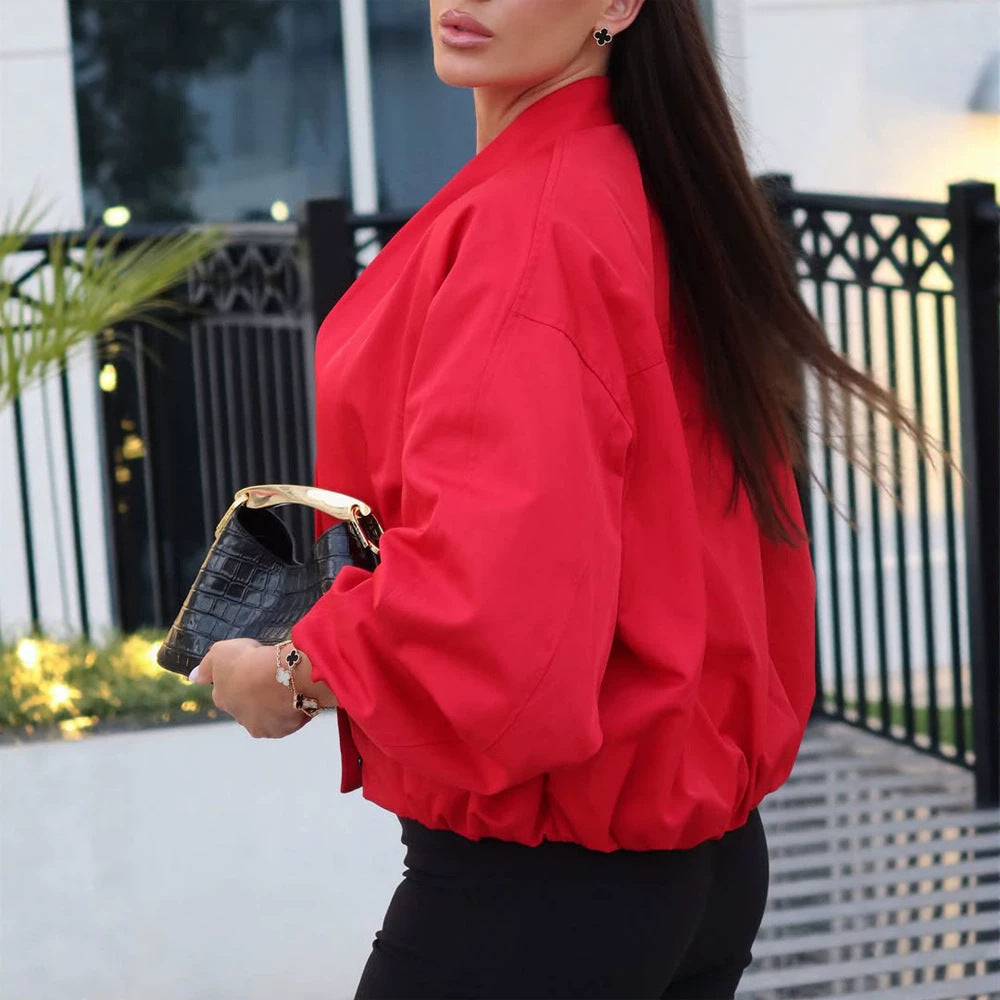 Women short cut oversized wrap jacket with balloon sleeves Chichicherry