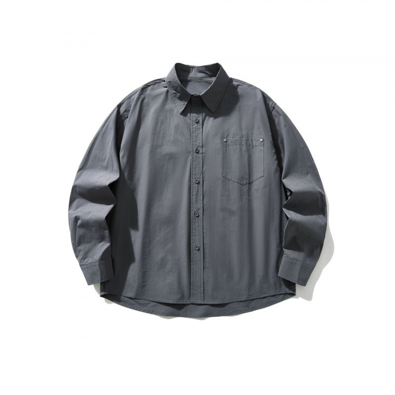 Men's Boxy Overshirt with Chest Pocket and Shirt Collar made of Lightweight Cotton Mix Chichicherry