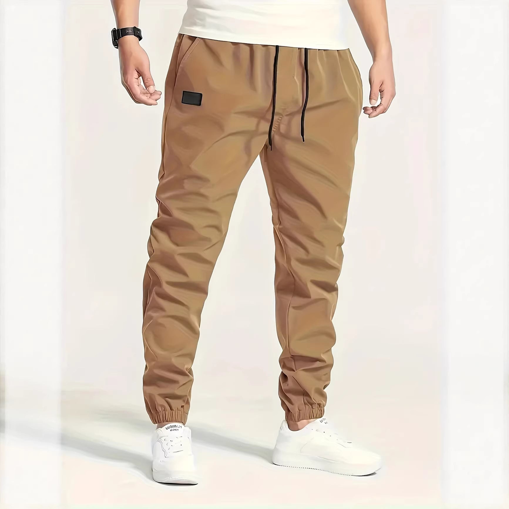 Men's Technical Jogging Pants in Tapered Utility Style with Elastic Waistband & Ankle Cuffs Chichicherry