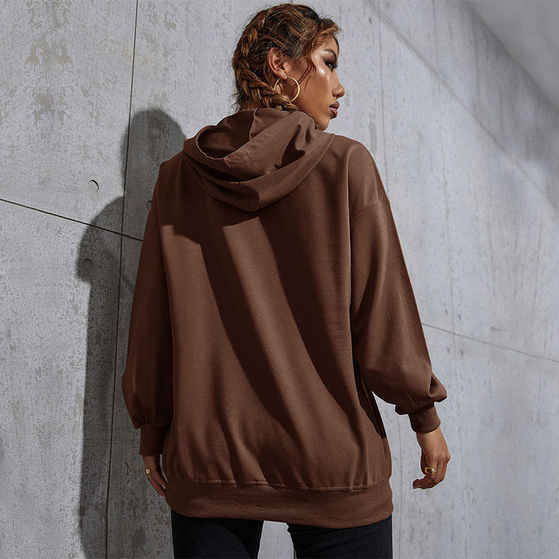 Women's Oversized Hoodie with Kangaroo Pocket and Butterfly Embroidery Chichicherry