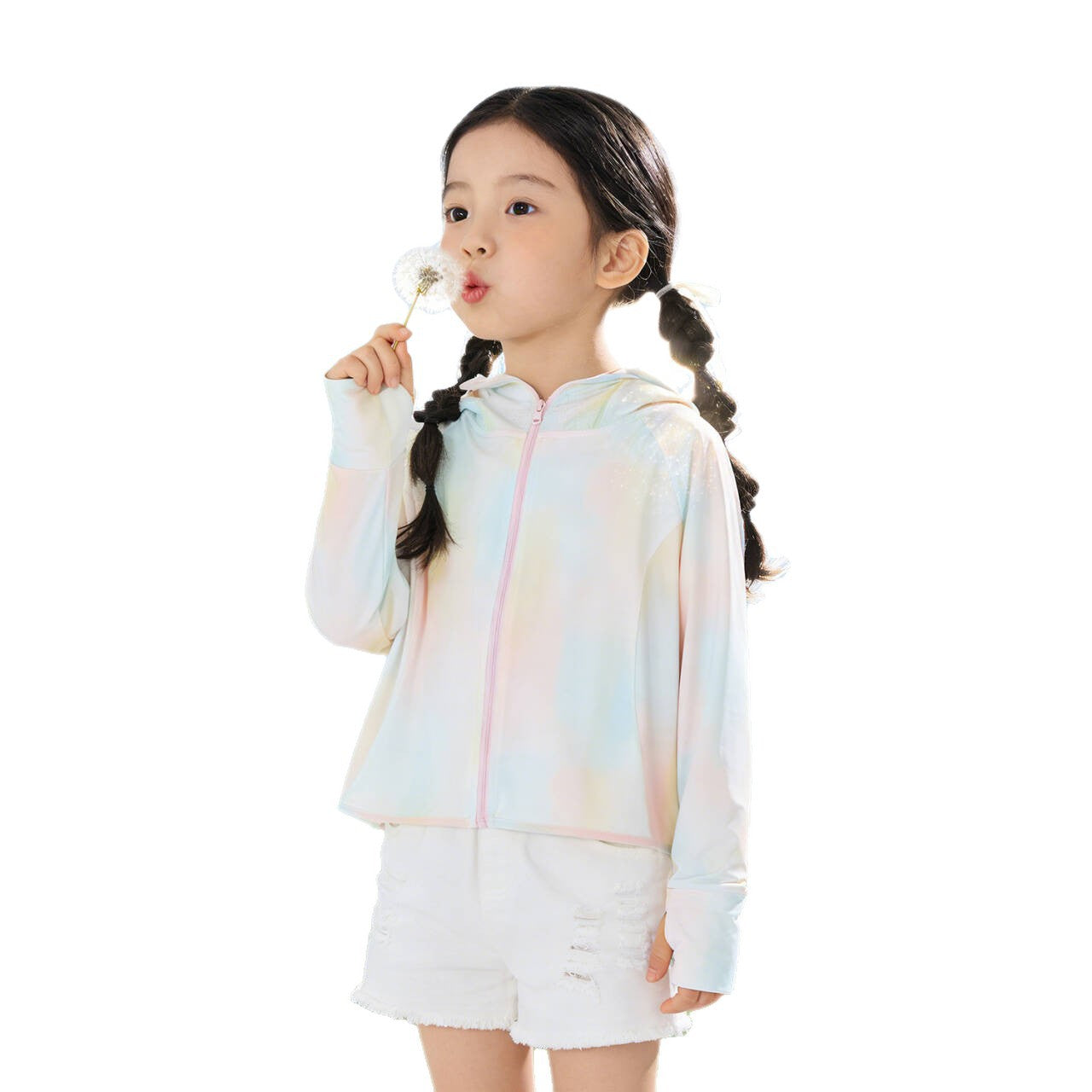 Unisex nan lightweight UV protection hoodie for children with full zip and thumb holes Chichicherry