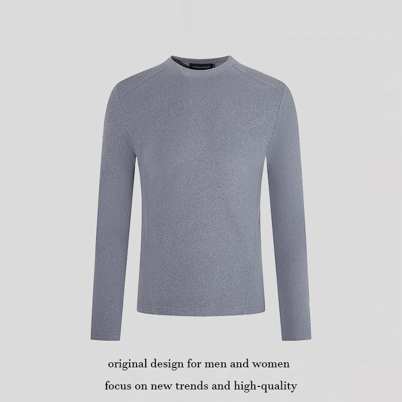 Men's Breathable Slim-Fit Fine Knit Long Sleeve Shirt with Round Neck Chichicherry