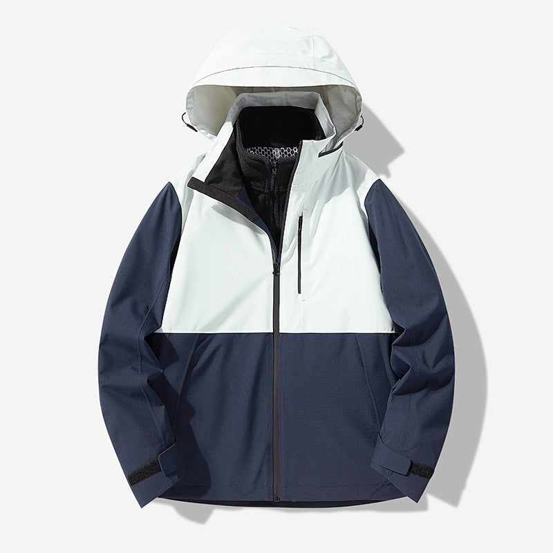Men's Waterproof Technical Softshell Hybrid Jacket with Integrated Fleece Lining and Adjustable Hood Chichicherry