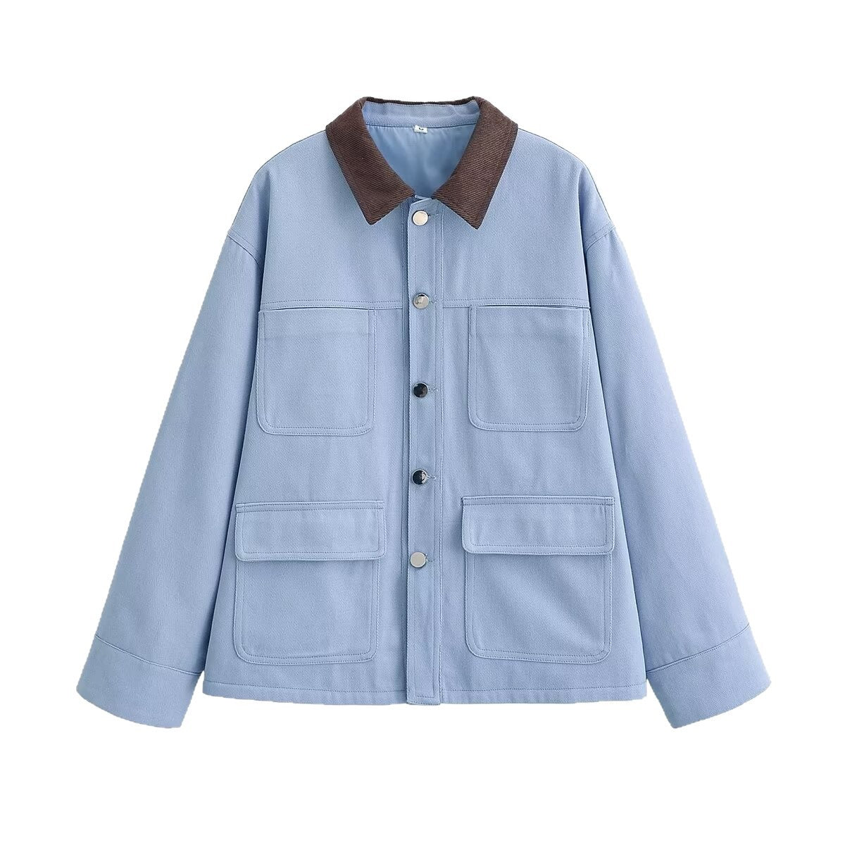 Women's Boxy Work Jacket with Cord Collar and Four Patch Pockets Chichicherry