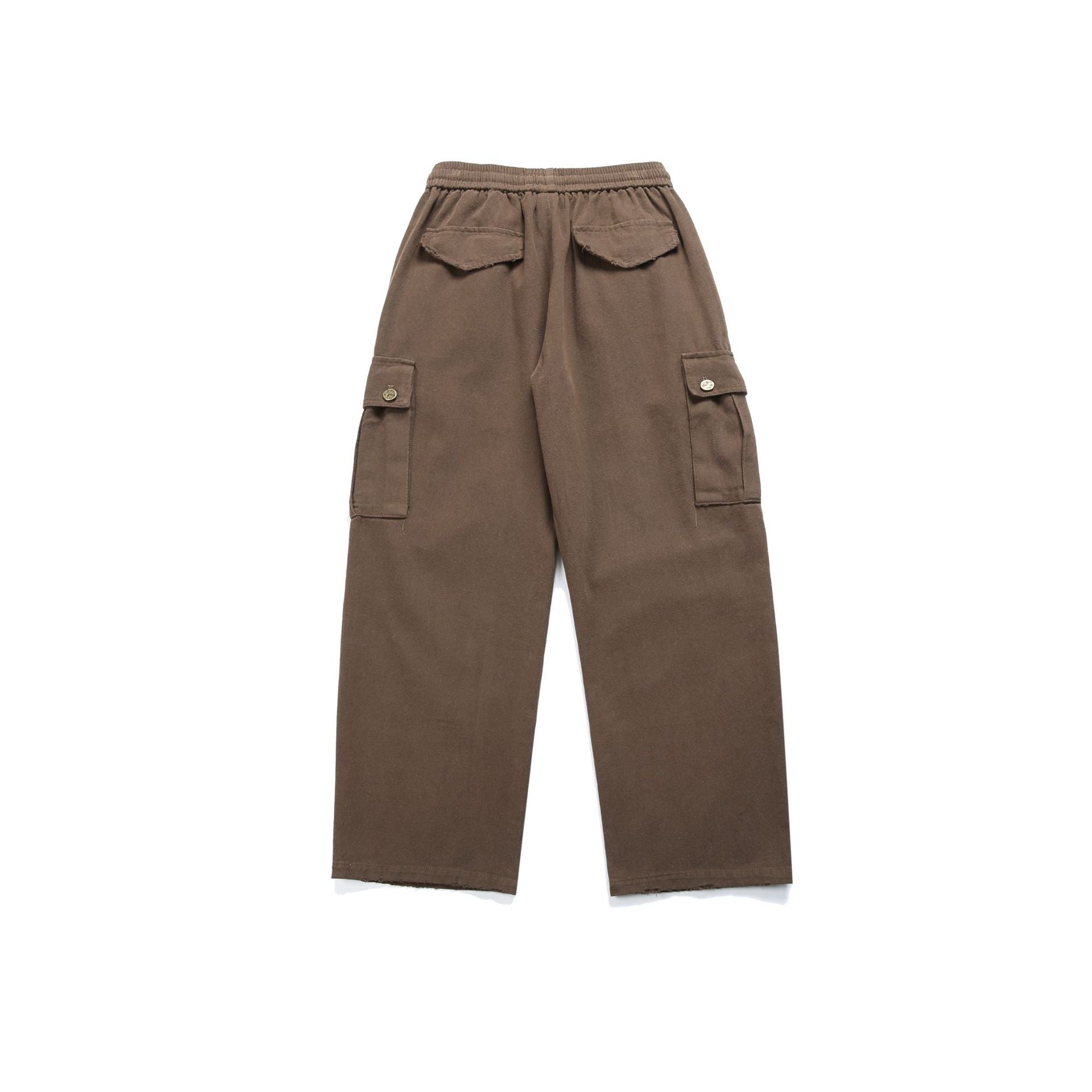 Women High-Waist Cargo Pants with Wide Leg, Elastic Waistband and Flap Pockets
