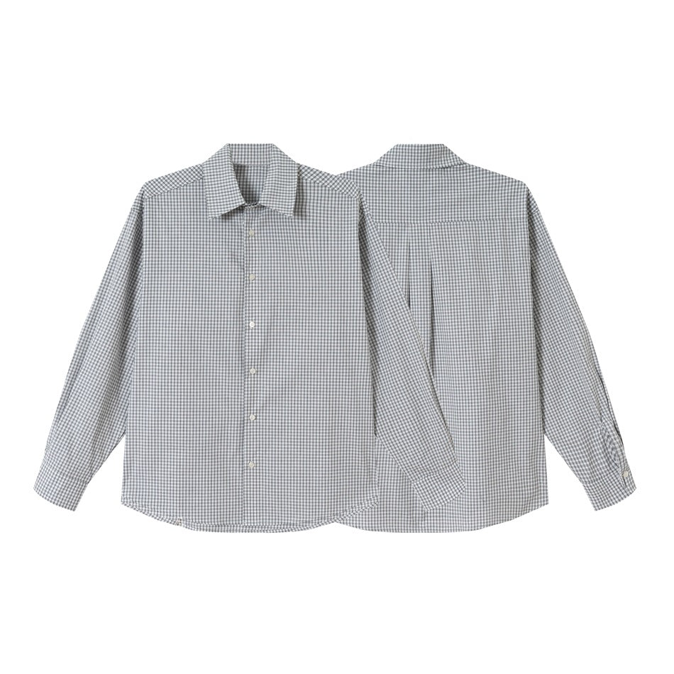 Unisex Oversized Check Shirt in Relaxed Fit with Rounded Hem
