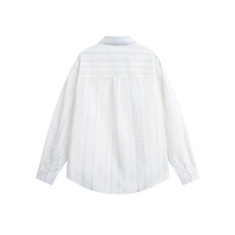 Unisex Lightweight Oversized Shirt made of Structured Blend with Chest Pocket and Rounded Hem Chichicherry