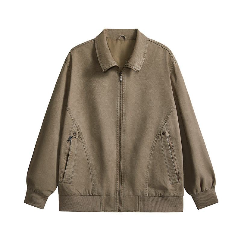 Men's lightweight cotton twill transitional jacket with zipper and balloon sleeves Chichicherry