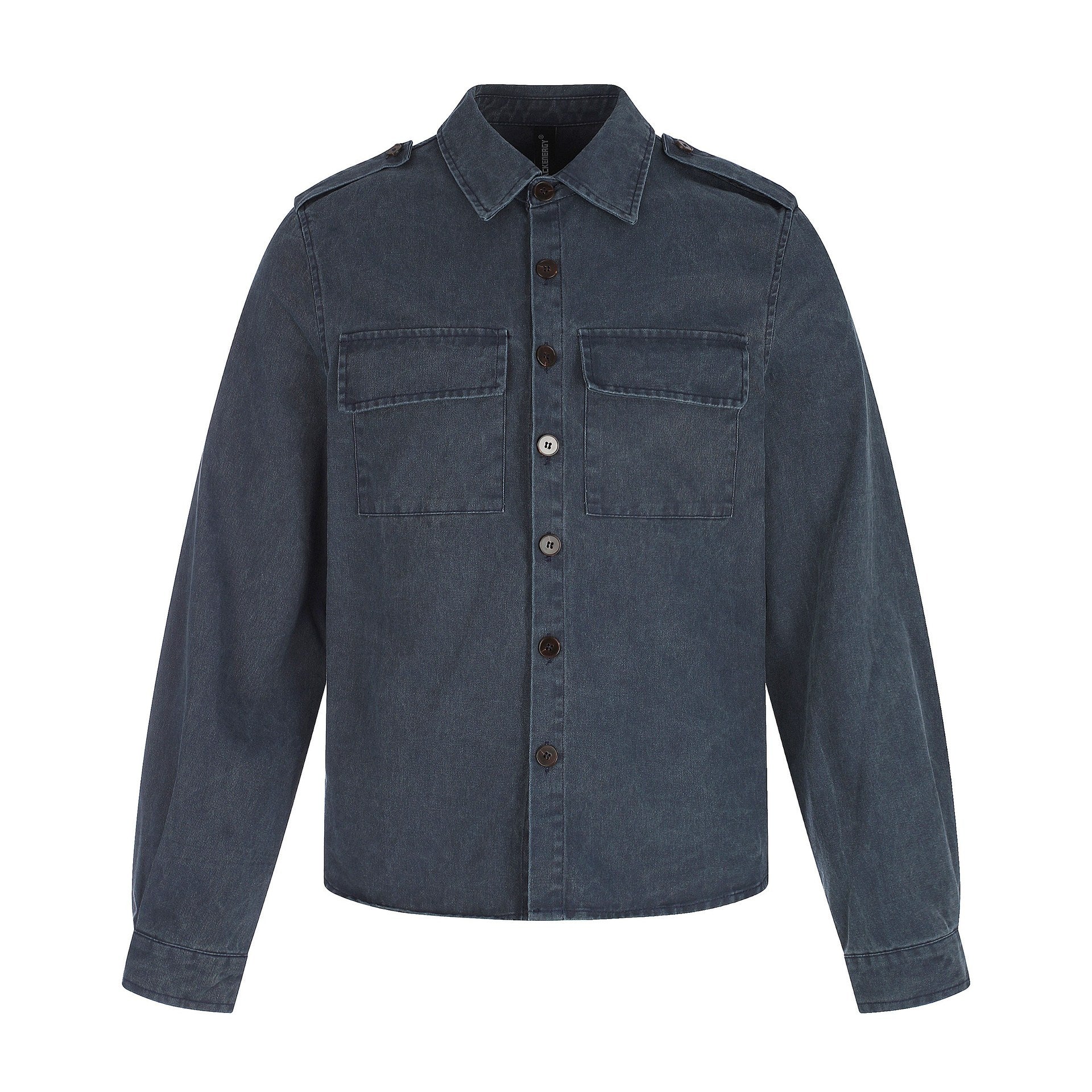 Men's shirt jacket made of washed denim with flap pockets and epaulettes Chichicherry