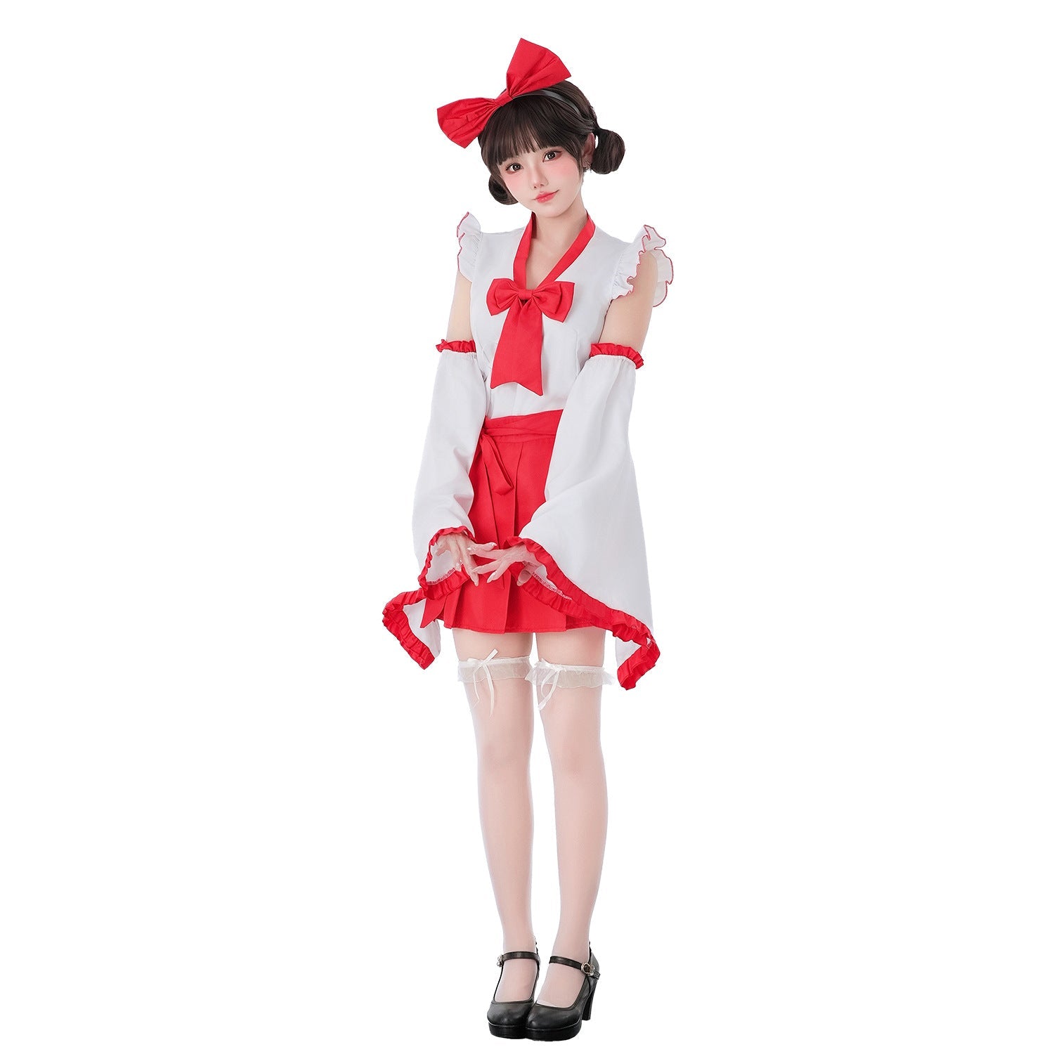 Women playful costume dress with swinging sleeves and decorative bows Chichicherry