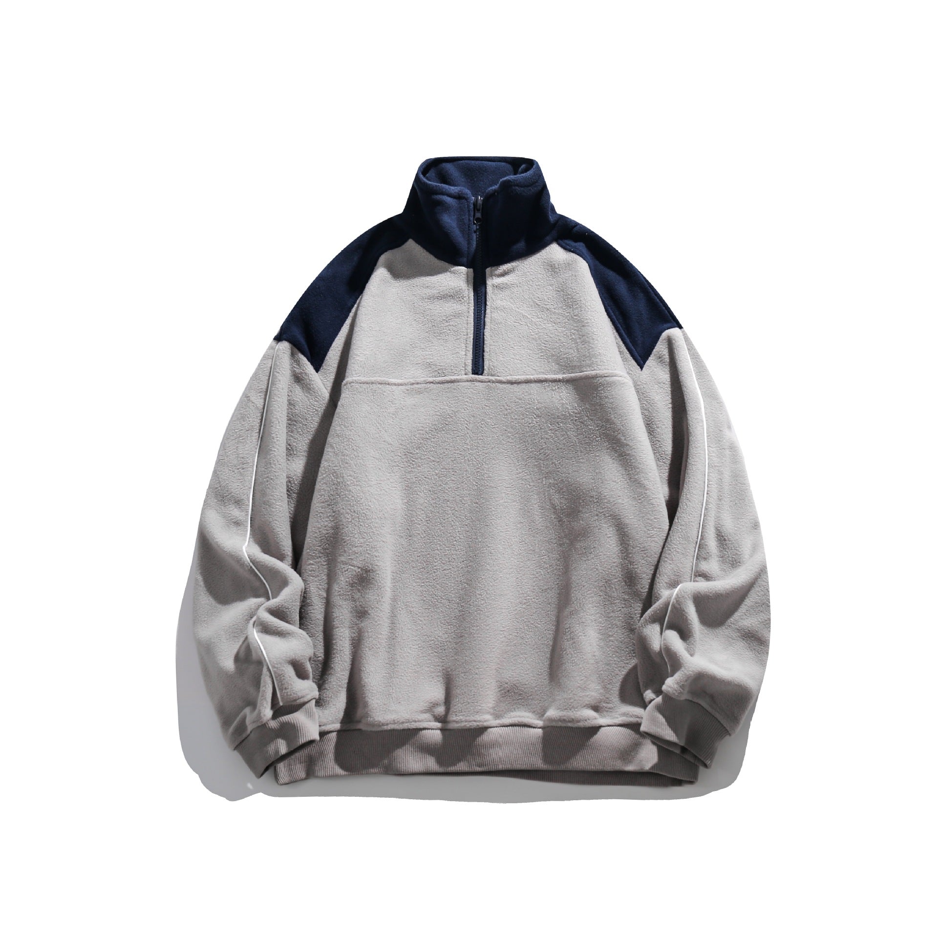 Unisex Fleece Half-Zip Pullover with High Collar, Raglan Sleeves and Contrast Panels Chichicherry